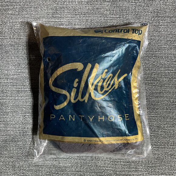 Vintage Pantyhose Control Top Silkies Size Medium Off Black 1993 - Picture 1 of 2
